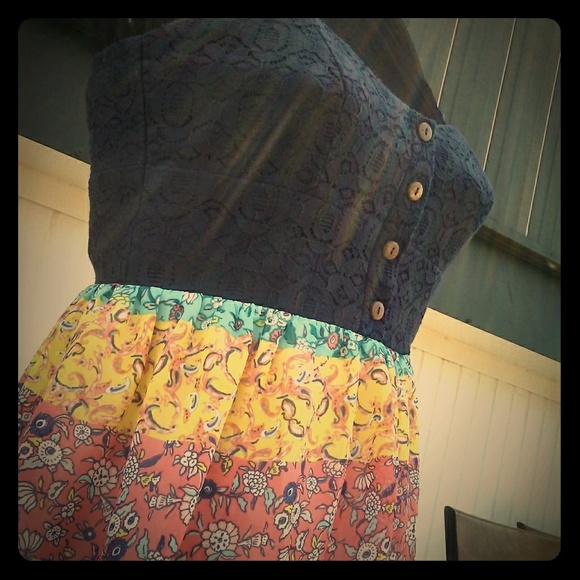 SUMMER dress size 1 XS floral blue embrodery - Picture 4 of 5